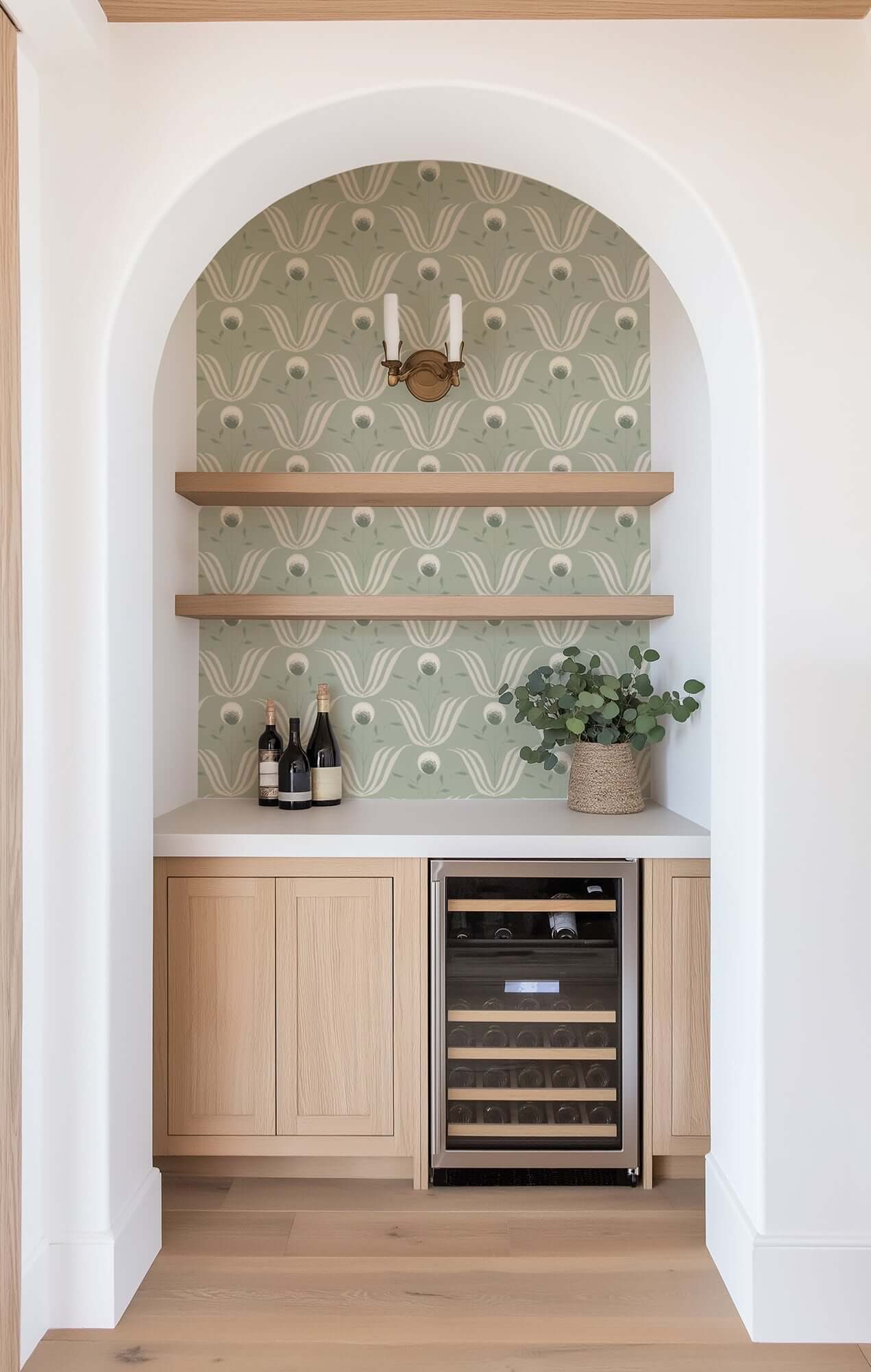 Mitchell Black Spring Bloom Wallpaper - Seafoam Green
