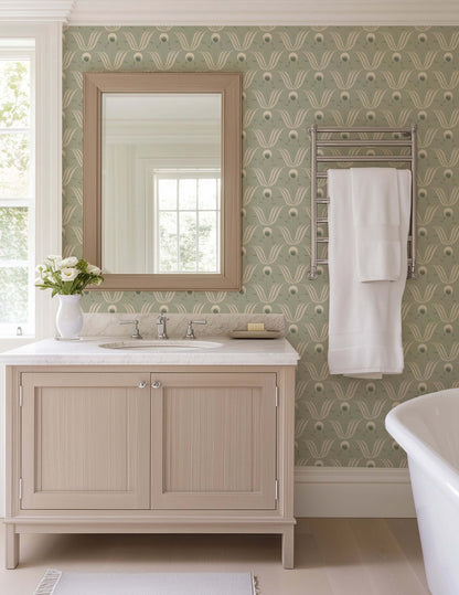 Mitchell Black Spring Bloom Wallpaper - Seafoam Green