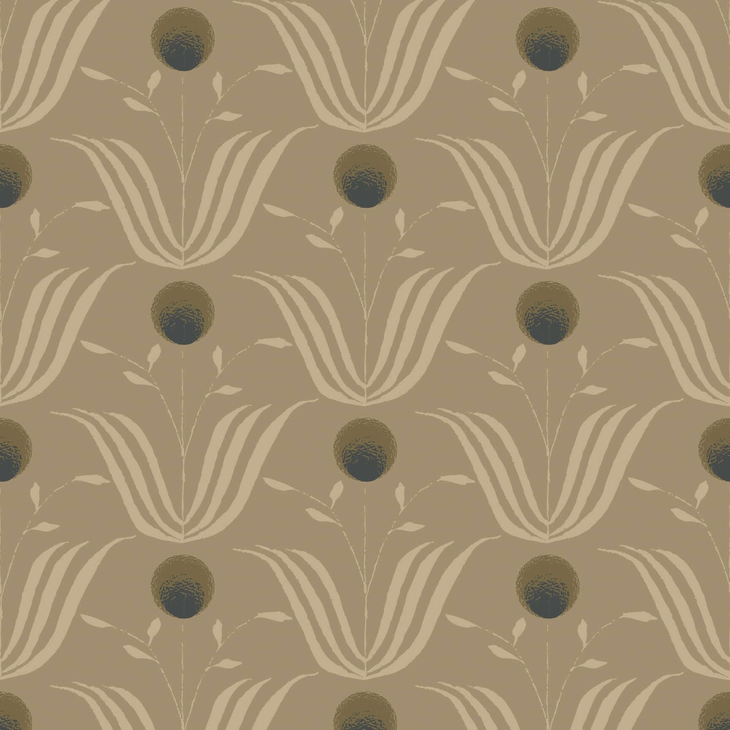 Mitchell Black Spring Bloom Wallpaper Sample - Sepia Tone
