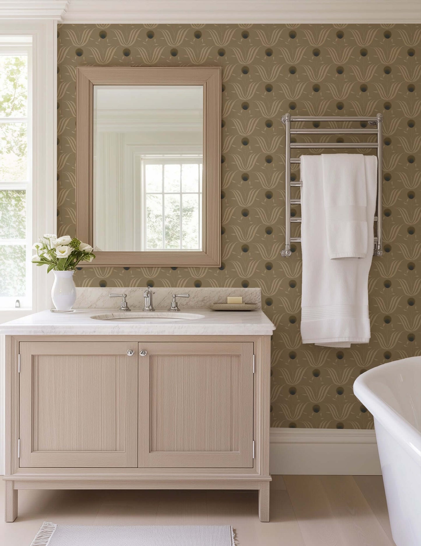 Mitchell Black Spring Bloom Wallpaper - Sepia Tone