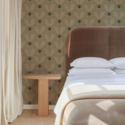 Mitchell Black Spring Bloom Wallpaper - Sepia Tone