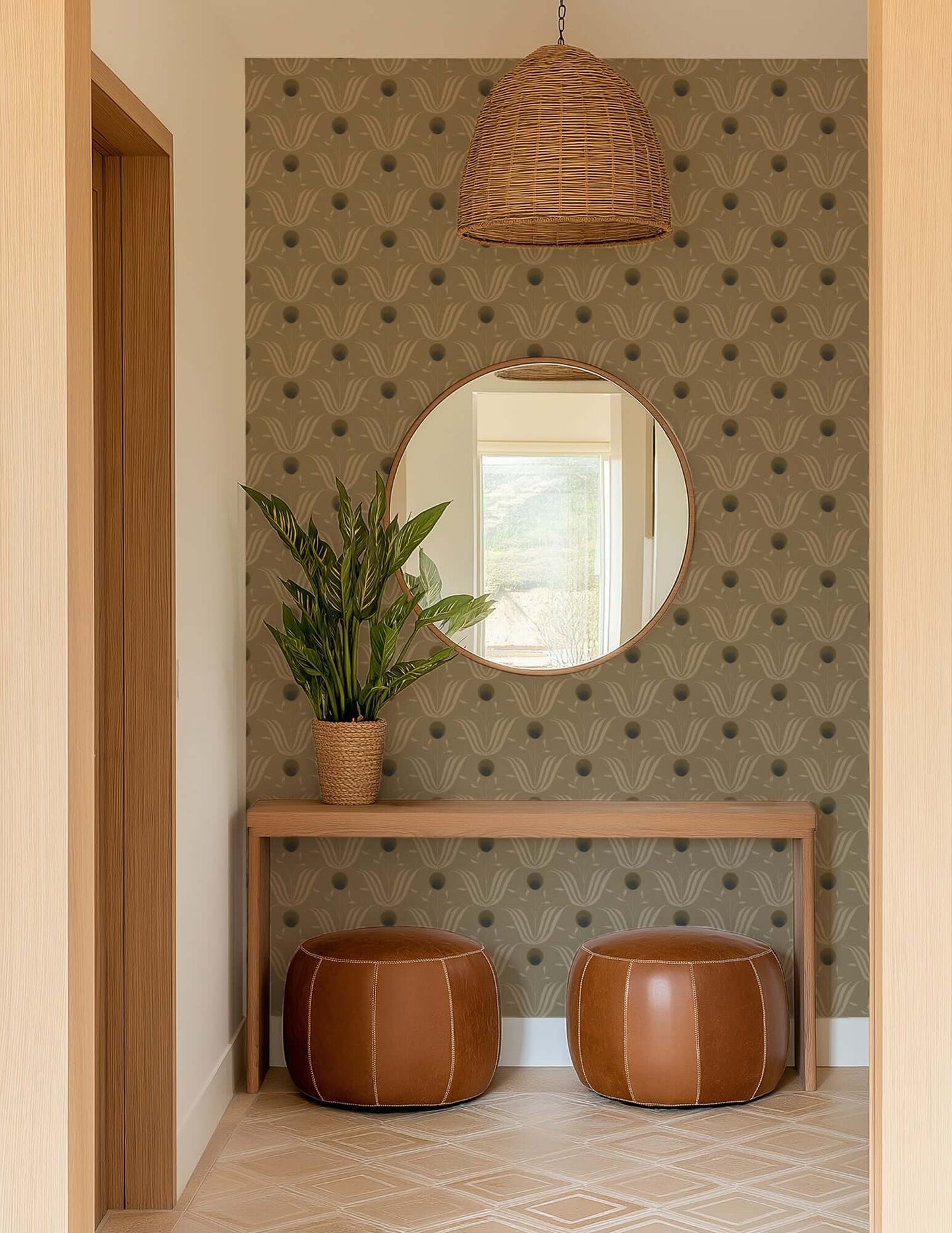 Mitchell Black Spring Bloom Wallpaper - Sepia Tone