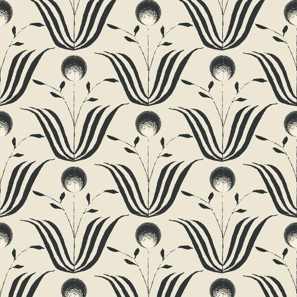 Mitchell Black Spring Bloom Wallpaper Sample - Shell White