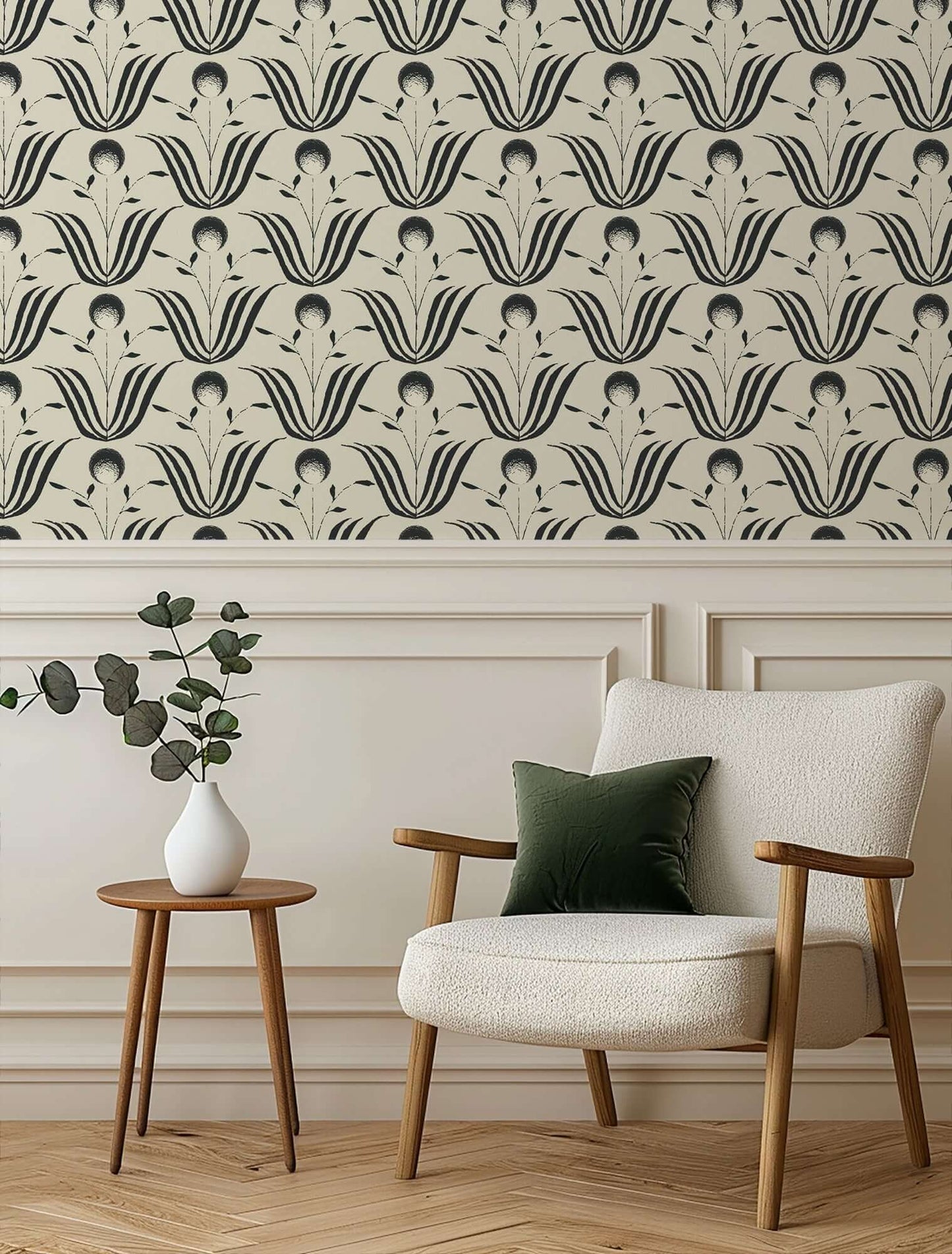 Mitchell Black Spring Bloom Wallpaper - Shell White