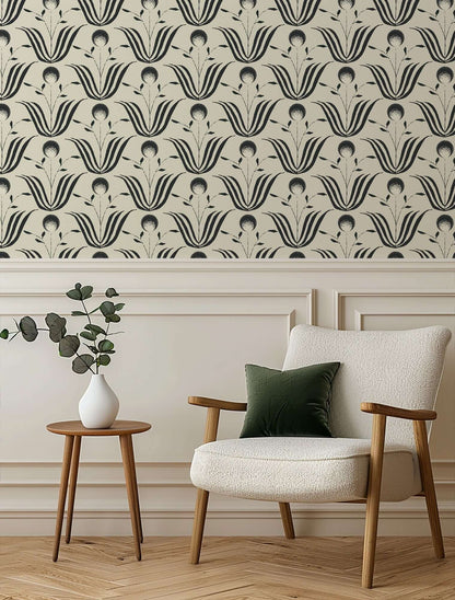 Mitchell Black Spring Bloom Wallpaper - Shell White