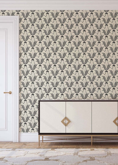 Mitchell Black Spring Bloom Wallpaper - Shell White