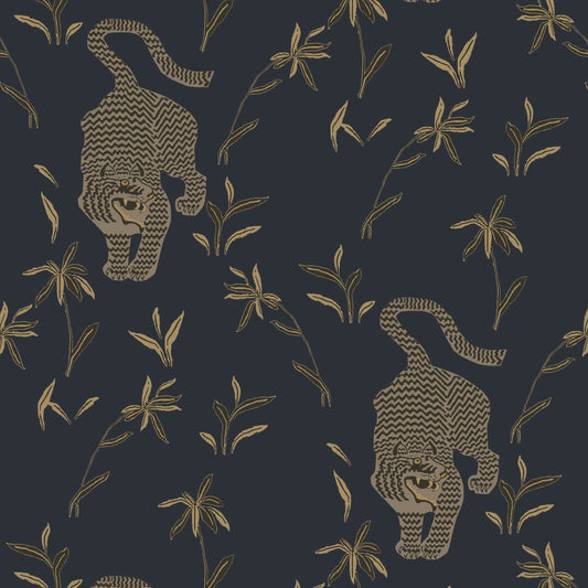 Mitchell Black Stalking Tiger Wallpaper - Inkwell
