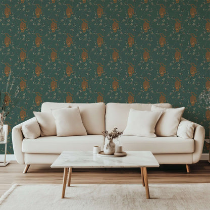 Mitchell Black Stalking Tiger Wallpaper - Spruce Green