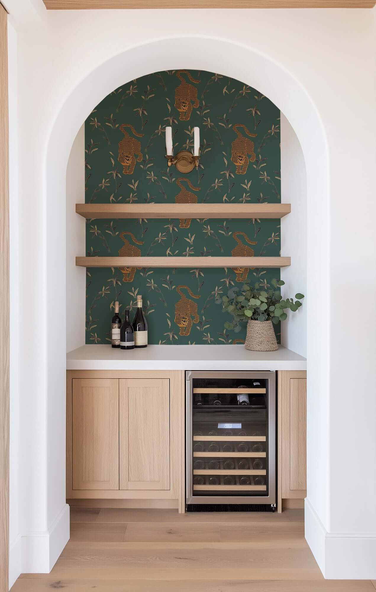 Mitchell Black Stalking Tiger Wallpaper - Spruce Green