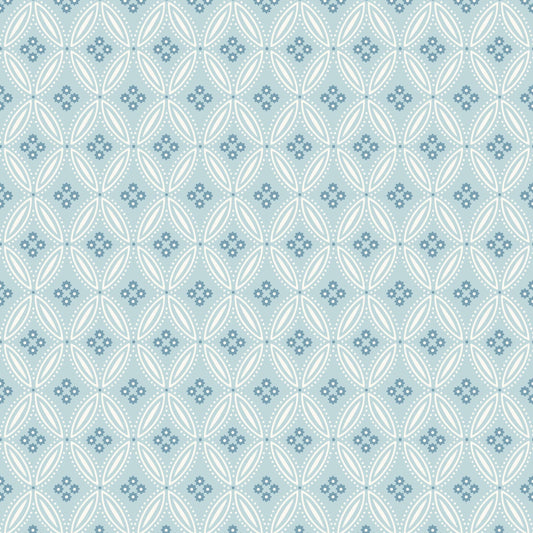 Mitchell Black Stone Lace Wallpaper - Daytime Blue