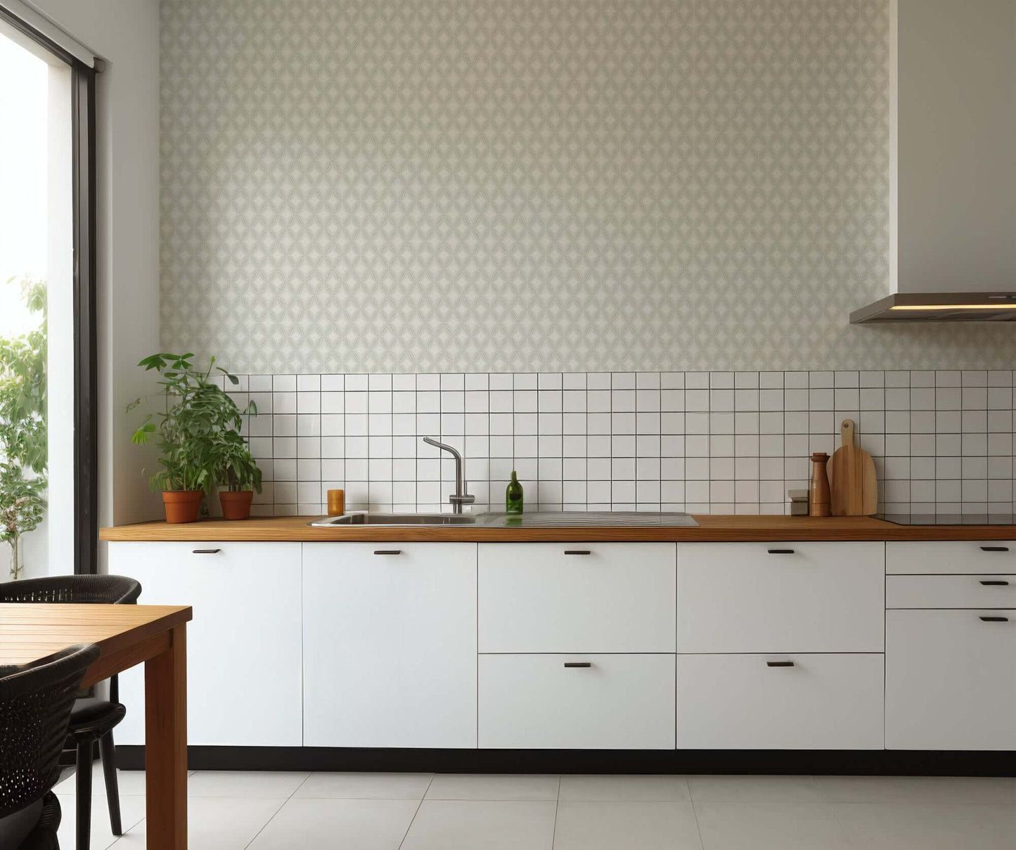 Mitchell Black Stone Lace Wallpaper - Pale Gray