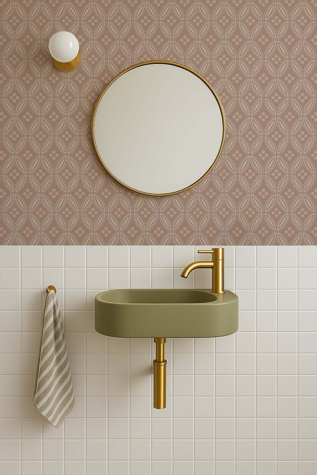 Mitchell Black Stone Lace Wallpaper - Red Clay
