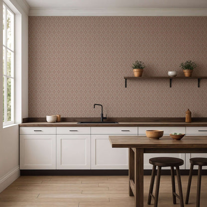 Mitchell Black Stone Lace Wallpaper - Red Clay