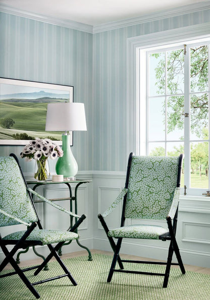 Thibaut Stripes & Checks Resource Scarlet Stripe Wallpaper - Spa Blue