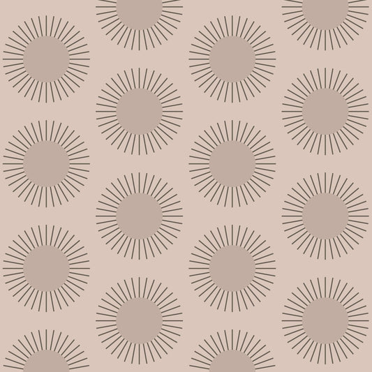 Mitchell Black Sunburst Wallpaper - Ceramic Pink