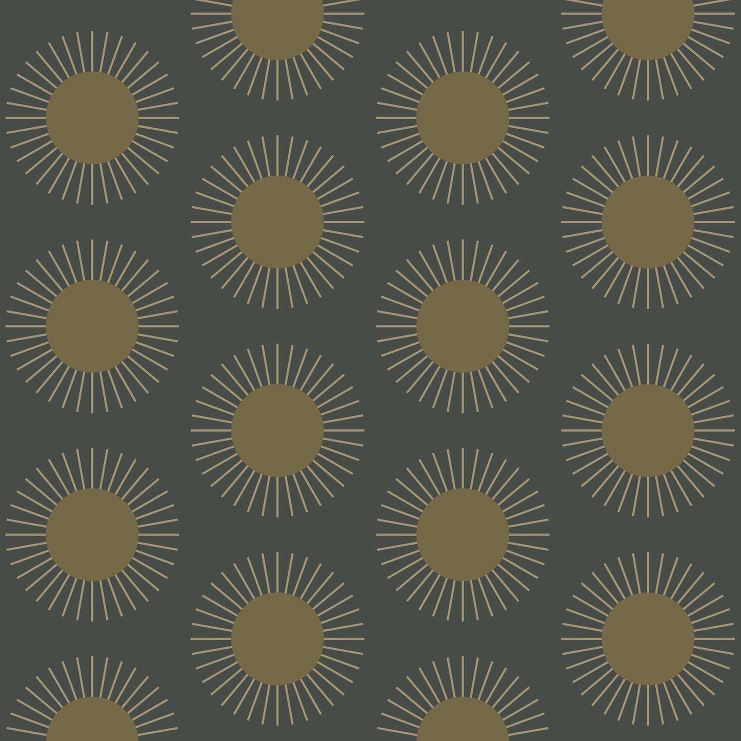 Mitchell Black Sunburst Wallpaper Sample - Midnight Sun