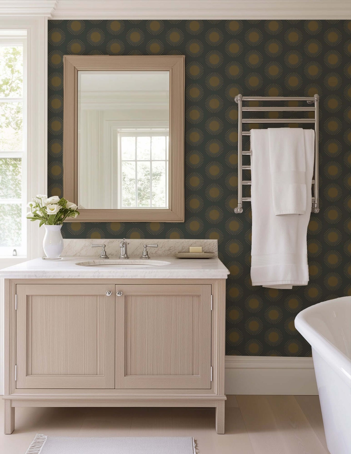 Mitchell Black Sunburst Wallpaper - Midnight Sun