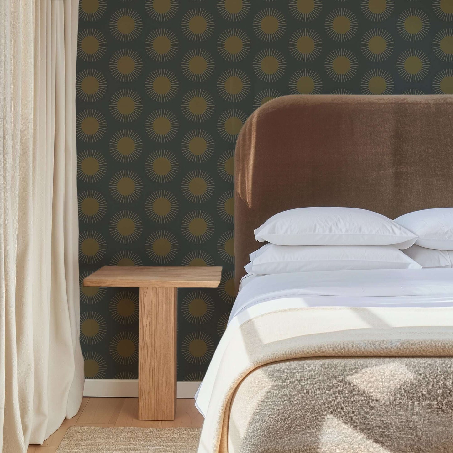 Mitchell Black Sunburst Wallpaper - Midnight Sun