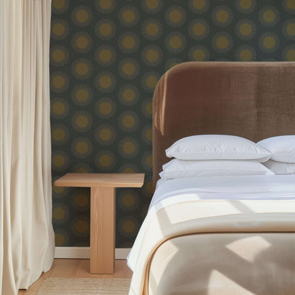 Mitchell Black Sunburst Wallpaper - Midnight Sun