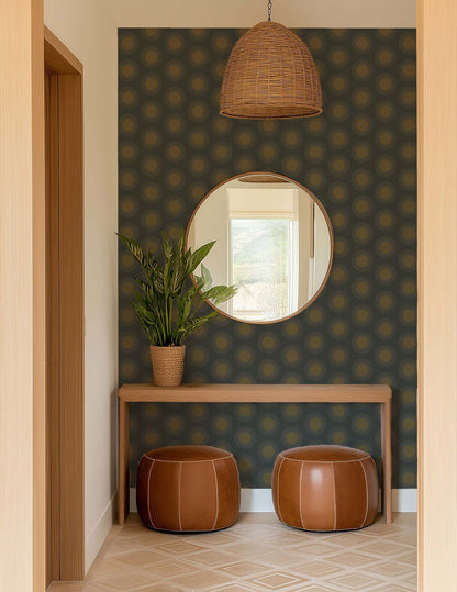 Mitchell Black Sunburst Wallpaper - Midnight Sun
