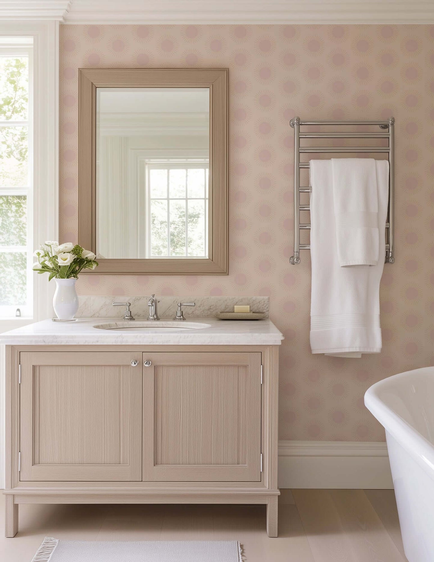 Mitchell Black Sunburst Wallpaper - Pink Dreams