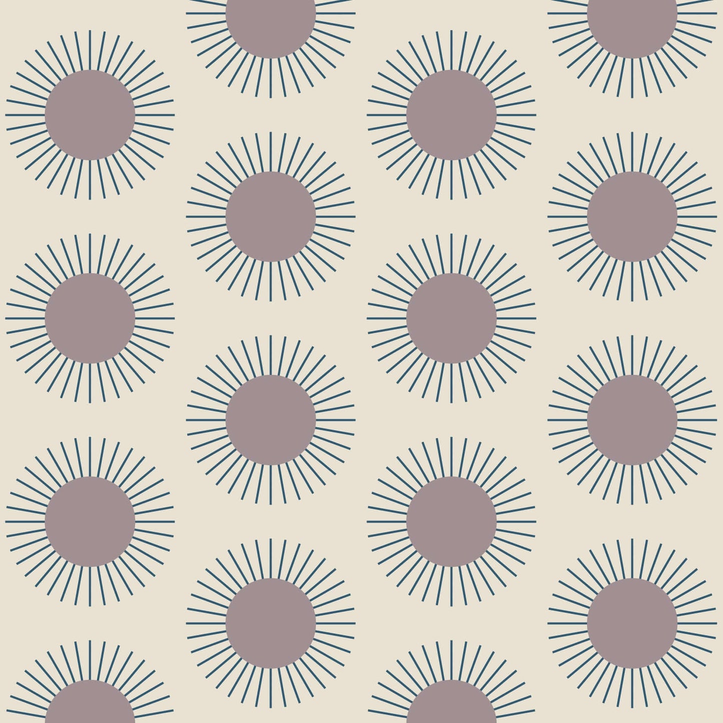Mitchell Black Sunburst Wallpaper - Plum