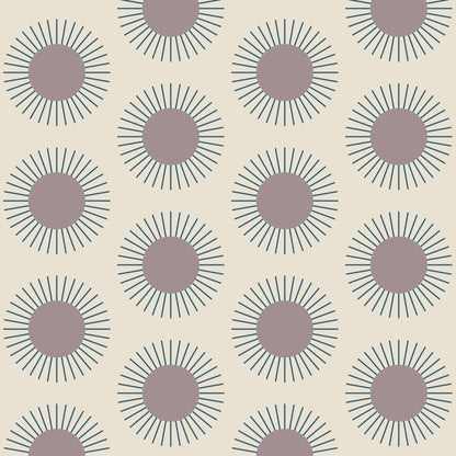 Mitchell Black Sunburst Wallpaper - Plum