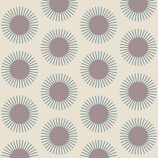 Mitchell Black Sunburst Wallpaper - Plum