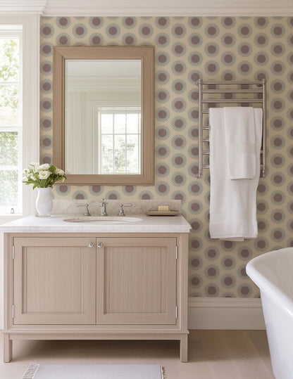 Mitchell Black Sunburst Wallpaper - Plum