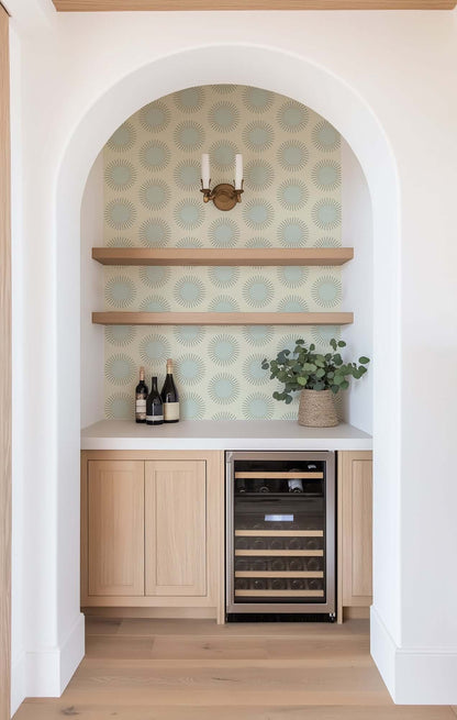 Mitchell Black Sunburst Wallpaper - Solar Blue