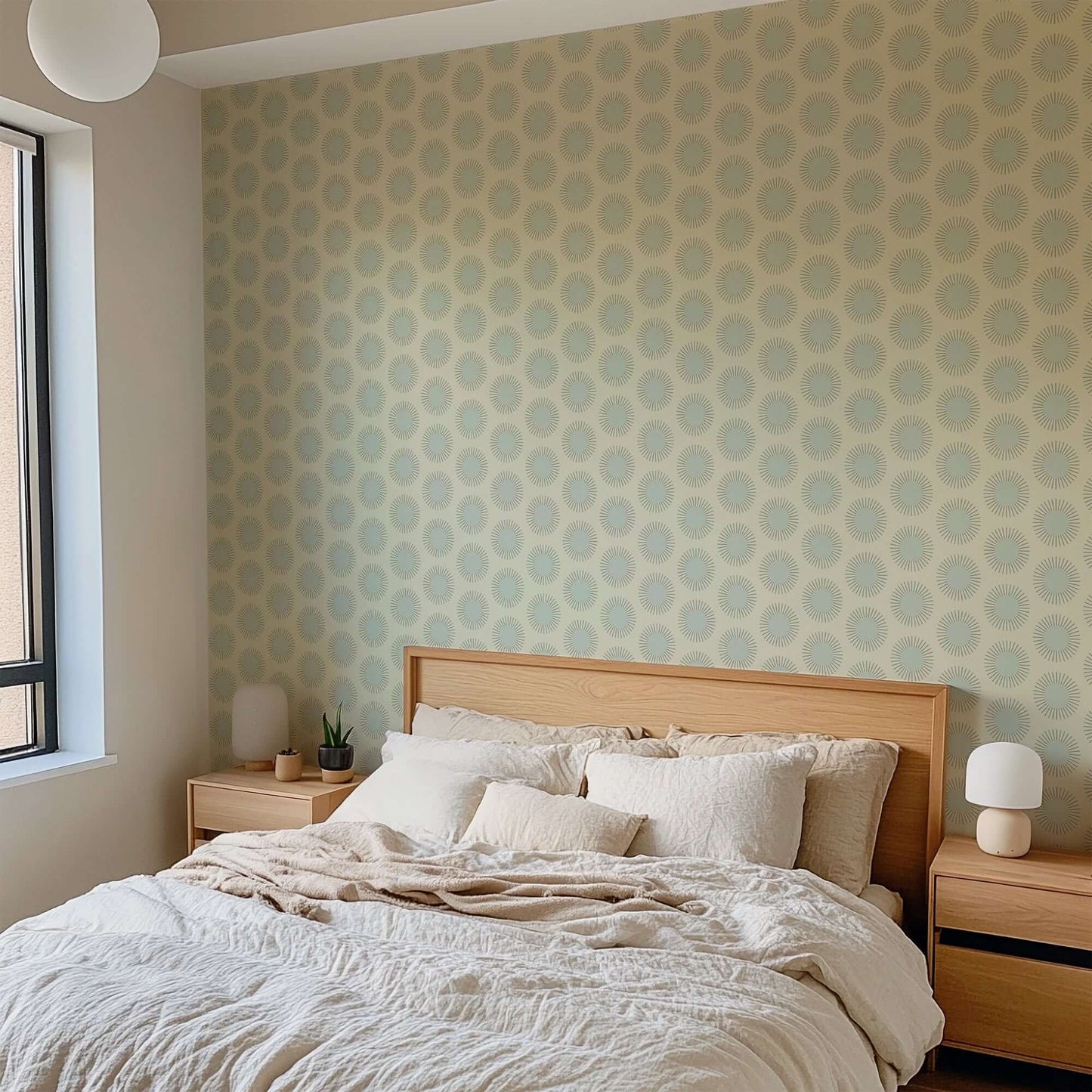 Mitchell Black Sunburst Wallpaper - Solar Blue