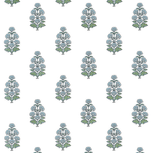 Thibaut Boxwood Audrey Wallpaper - Blue