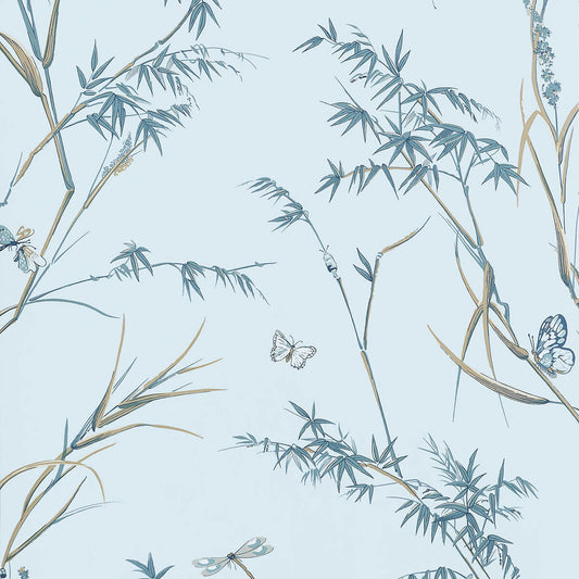 Thibaut Boxwood Virginia Wallpaper - Spa Blue