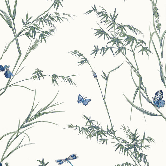 Thibaut Boxwood Virginia Wallpaper - Blue & Green