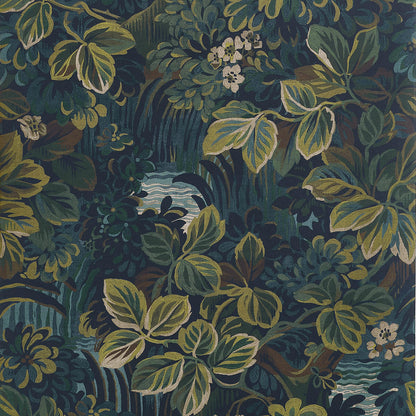 Thibaut Boxwood Night Garden Wallpaper - Midnight