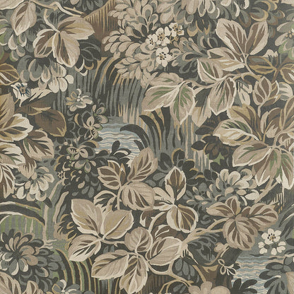 Thibaut Boxwood Night Garden Wallpaper - Brown