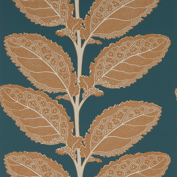 Thibaut Vista Lacinato Wallpaper - Ochre and Mineral