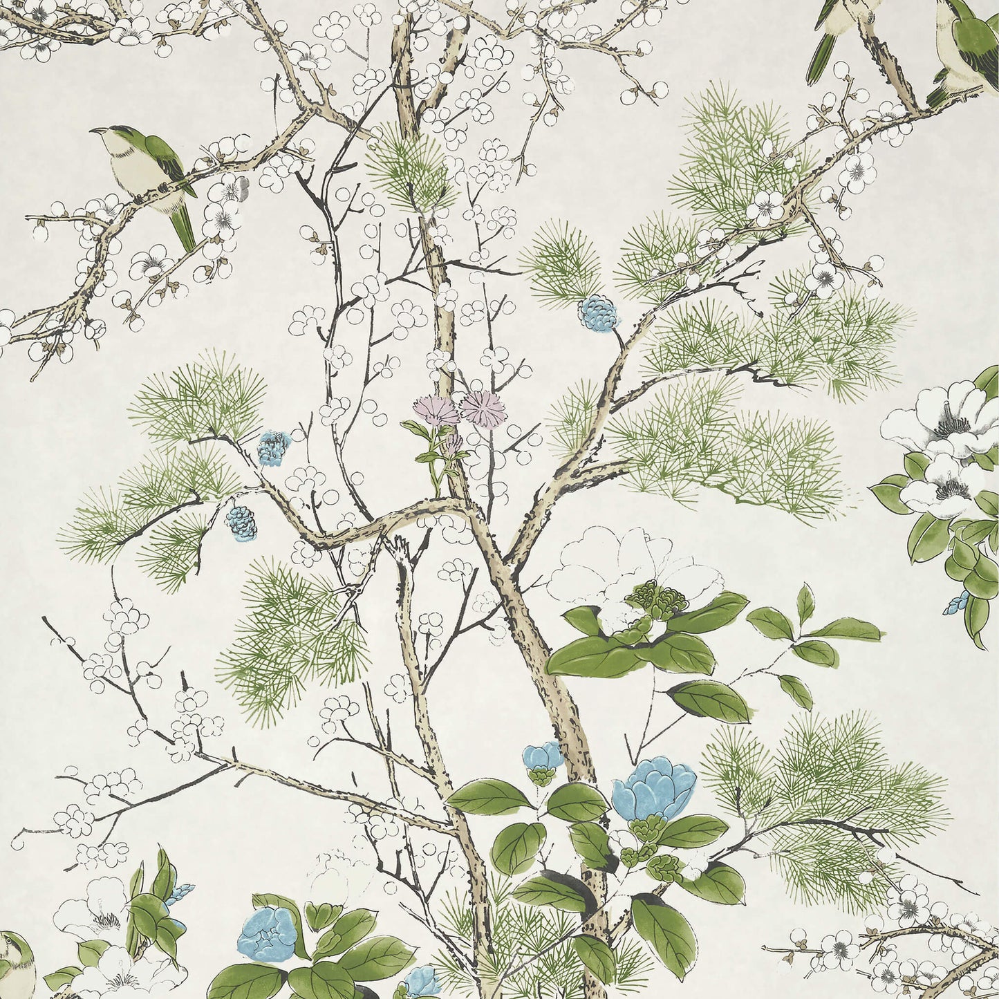 Thibaut Grand Palace Katsura Wallpaper - Cream & Lavender