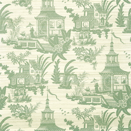 Thibaut Grand Palace Empress Court Wallpaper - Green