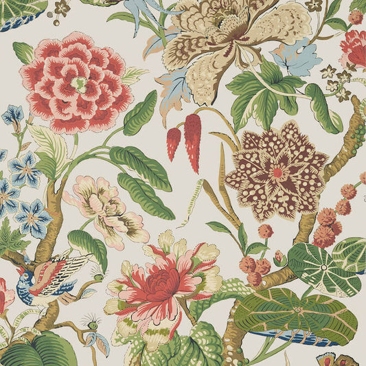 Thibaut Grand Palace Hill Garden Wallpaper - Flax