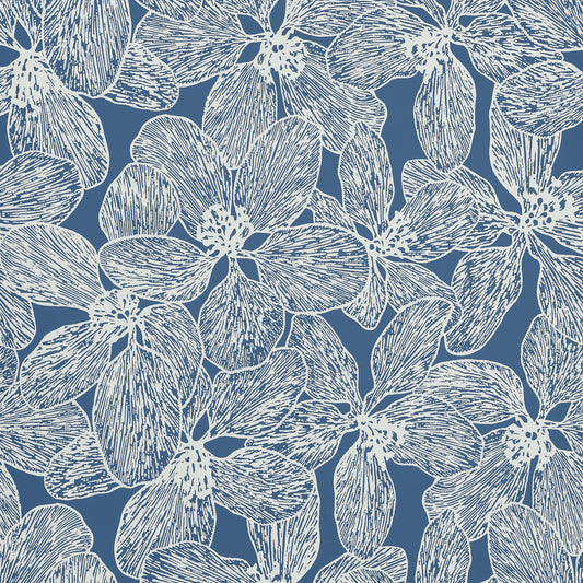Thibaut Islander Island Orchid Wallpaper - Navy