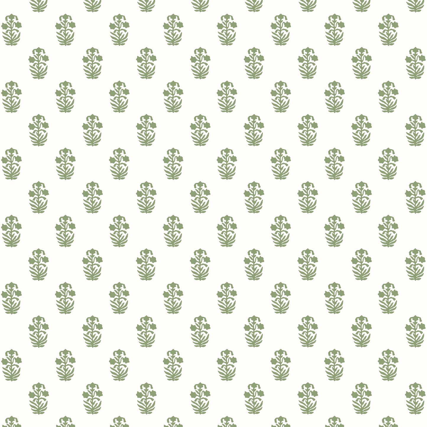 Thibaut Indienne Corwin Wallpaper - Green on White