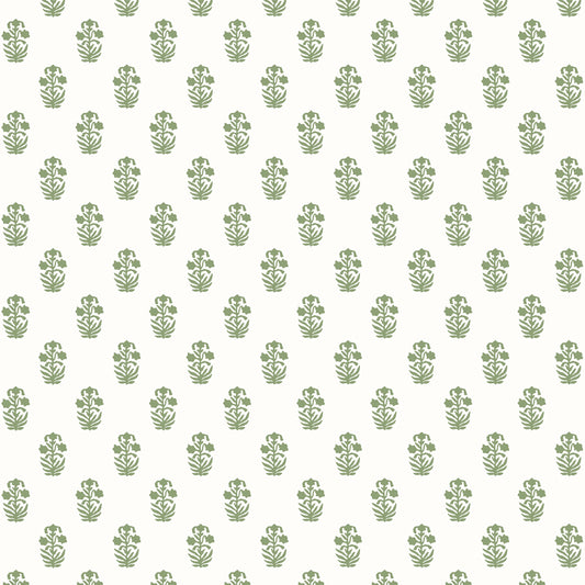 Thibaut Indienne Corwin Wallpaper - Green on White