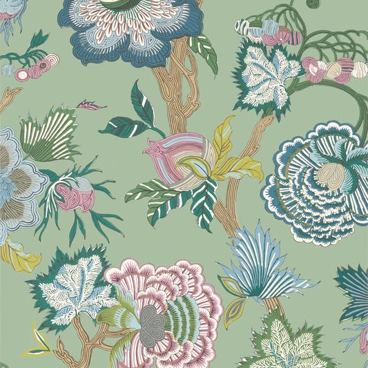 Thibaut Indienne Jacobean Wallpaper - Green