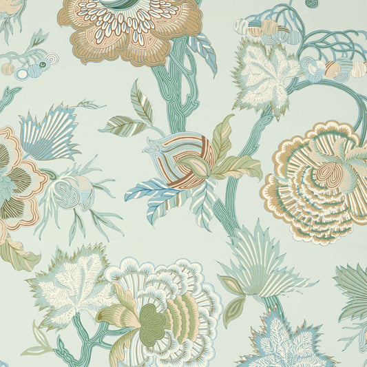 Thibaut Indienne Jacobean Wallpaper - Seaglass & Gold