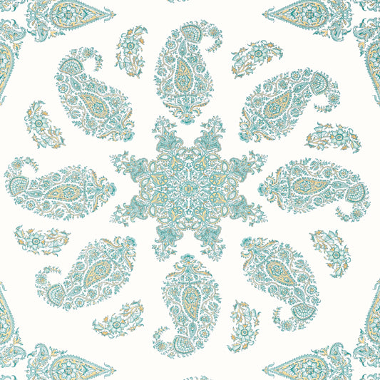 Thibaut Indienne East India Wallpaper - Seaglass