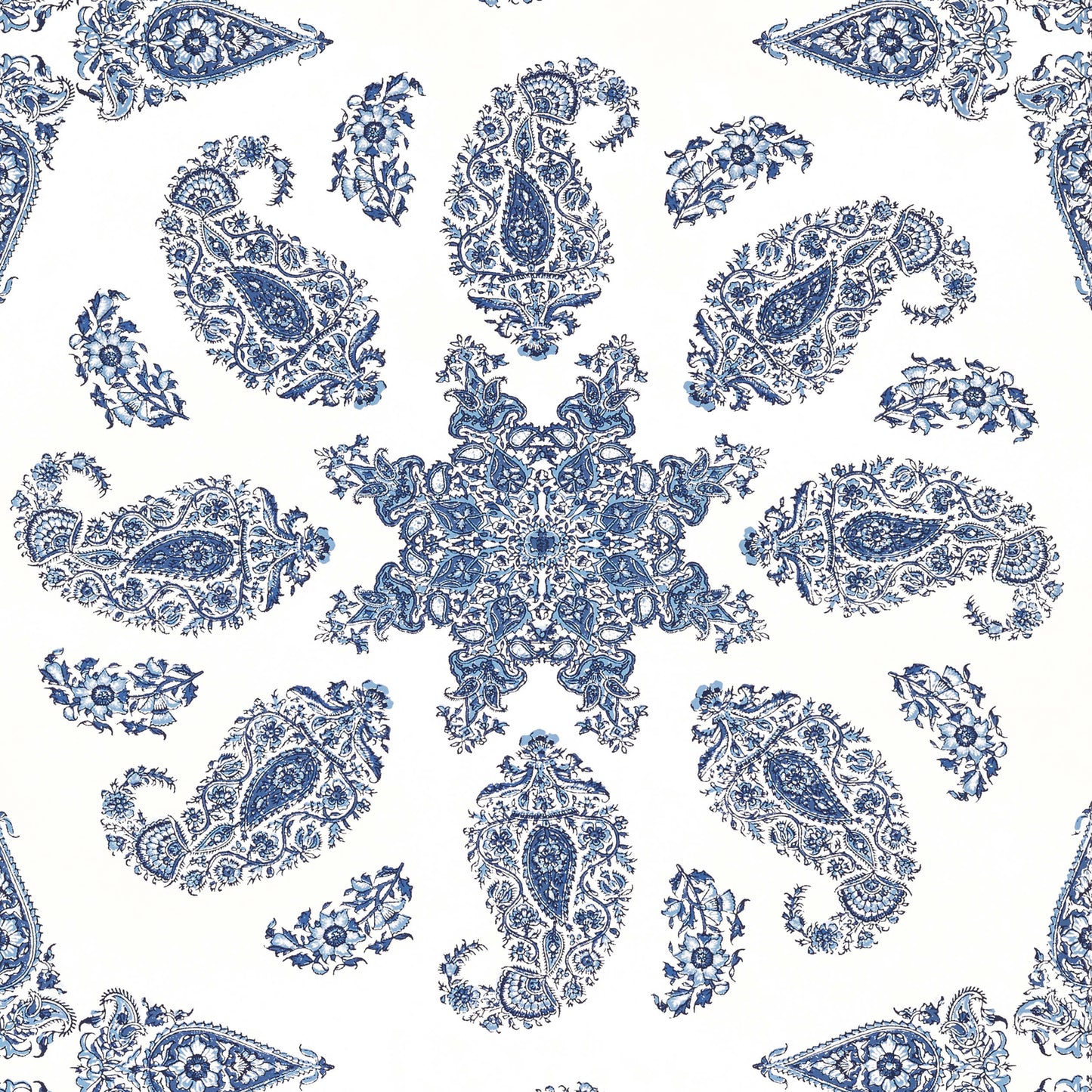 Thibaut Indienne East India Wallpaper - Blue & White