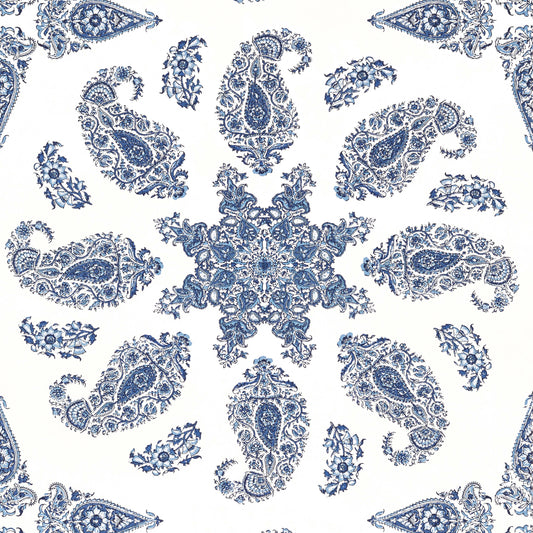 Thibaut Indienne East India Wallpaper - Blue & White
