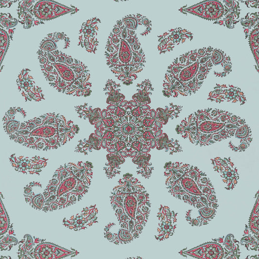 Thibaut Indienne East India Wallpaper - Raspberry & Teal