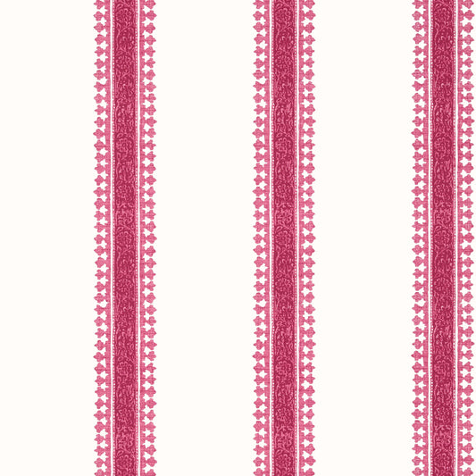 Thibaut Indienne Cambridge Stripe Wallpaper - Raspberry